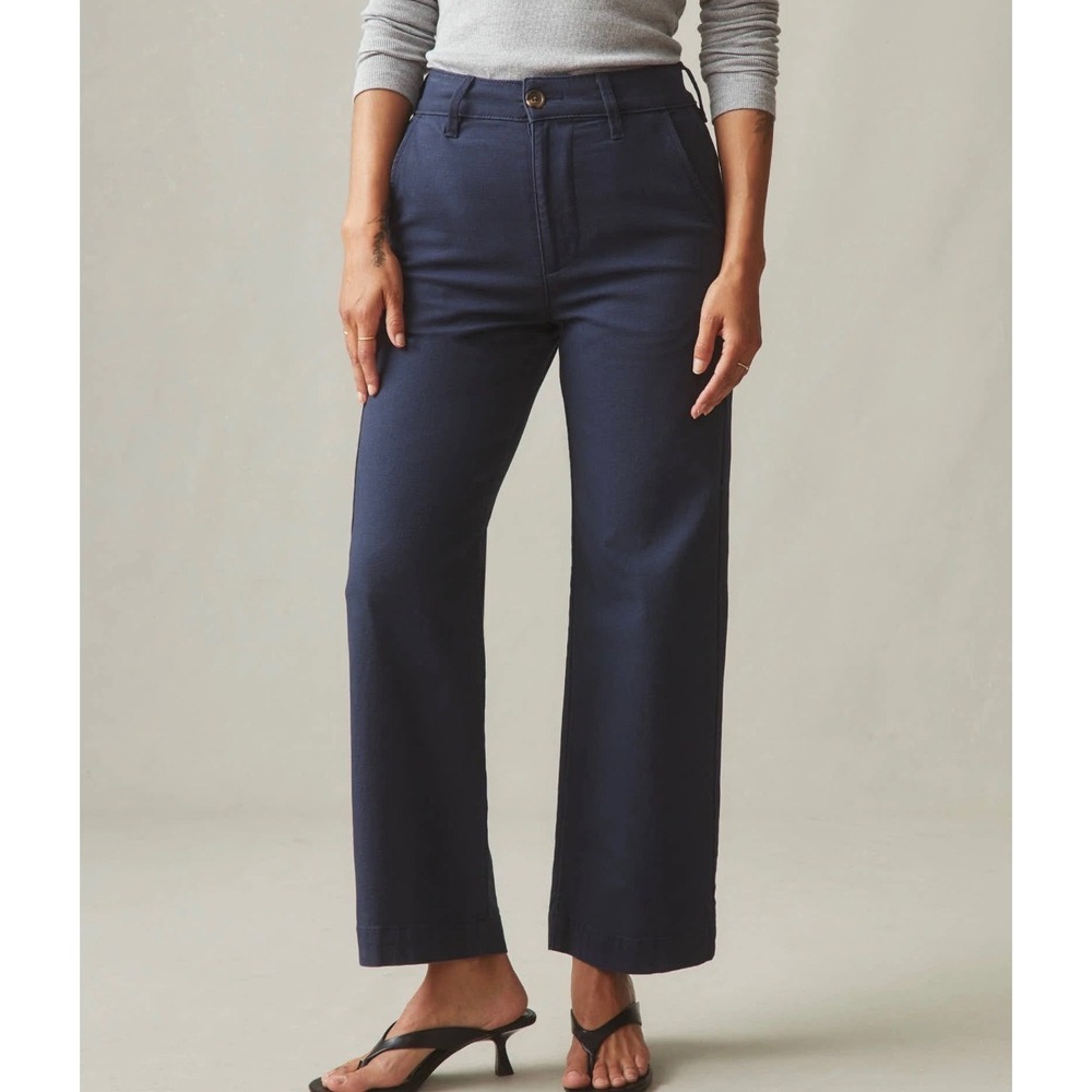 NWOT American Giant Womens‎ Wide Leg Pants 14 Navy Blue Made in USA Casual